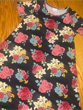 Lularoe Jessie Black Floral A-line Dress with Pockets